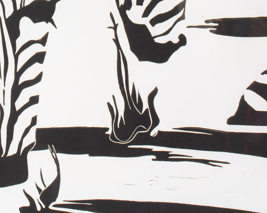 Kathryn E. Eichlin 1974 “Black on White” Relief Print of Zebras
