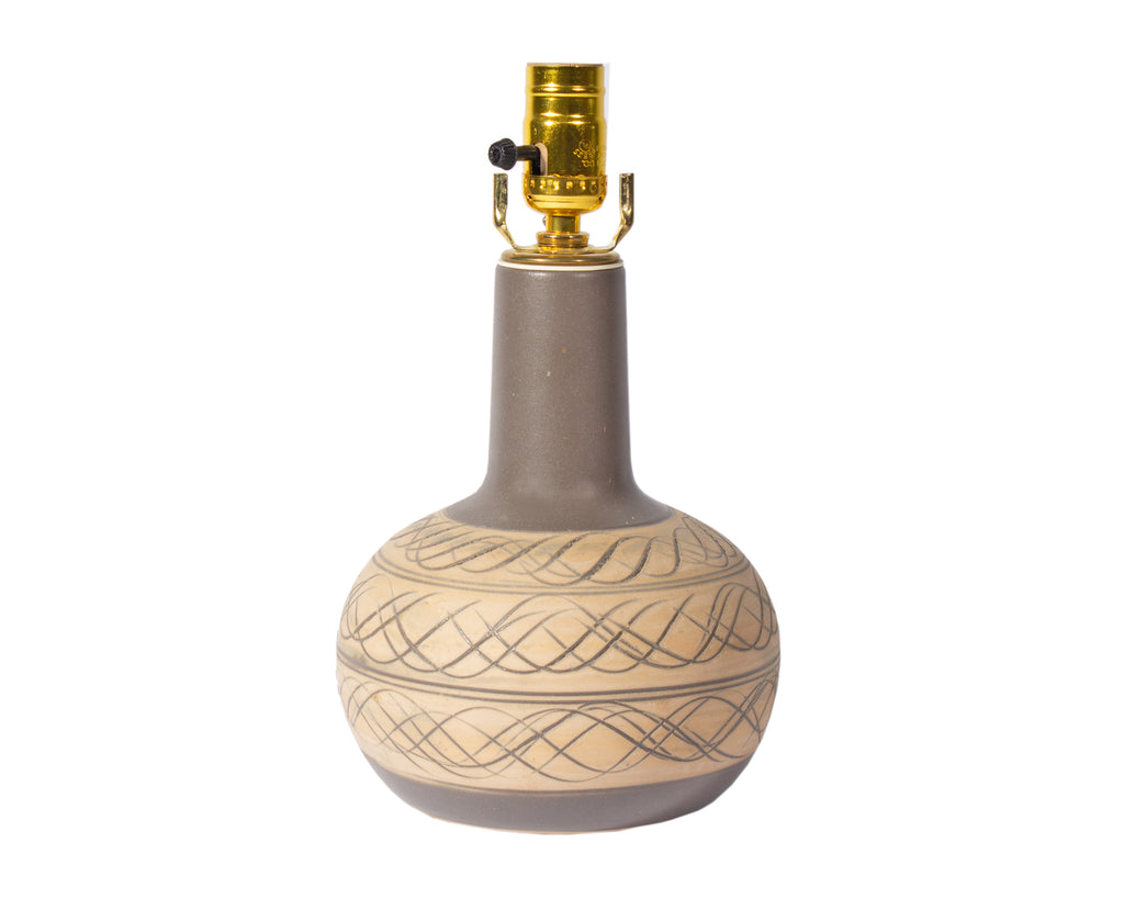 Martz Marshall Studios Ceramic Table Lamp with Incised Design