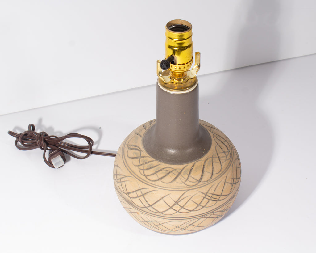 Martz Marshall Studios Ceramic Table Lamp with Incised Design