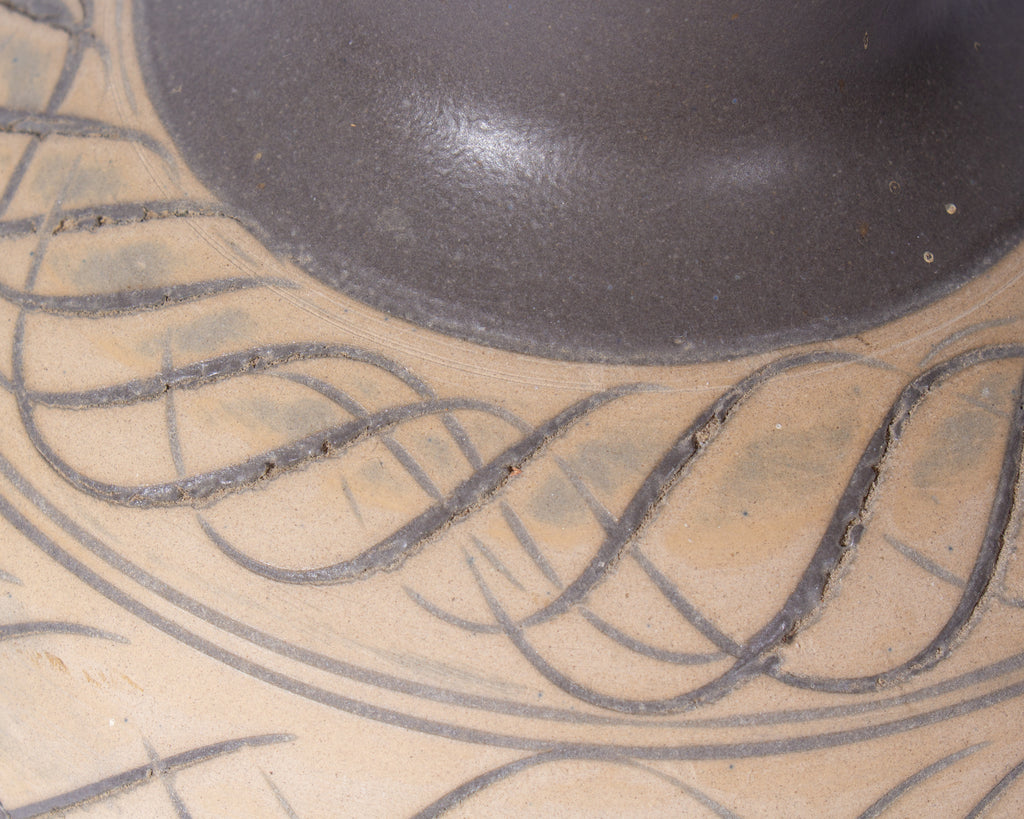 Martz Marshall Studios Ceramic Table Lamp with Incised Design