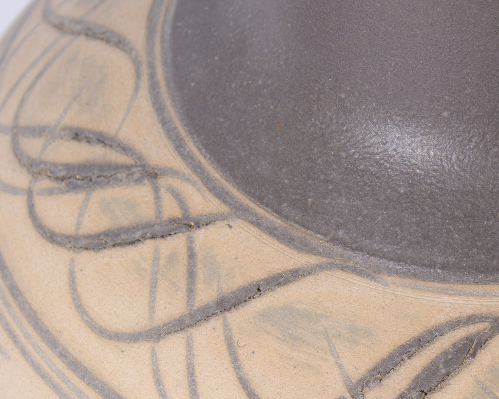 Martz Marshall Studios Ceramic Table Lamp with Incised Design