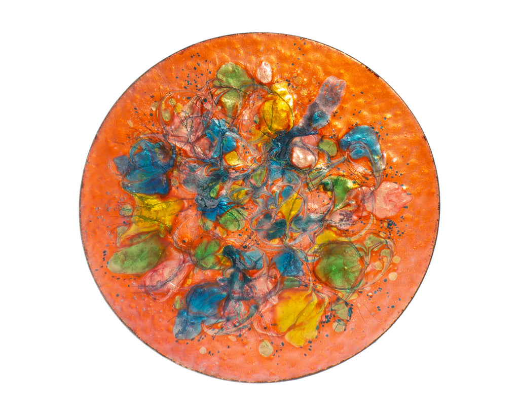 Mid-Century Orange Enamel Plate 