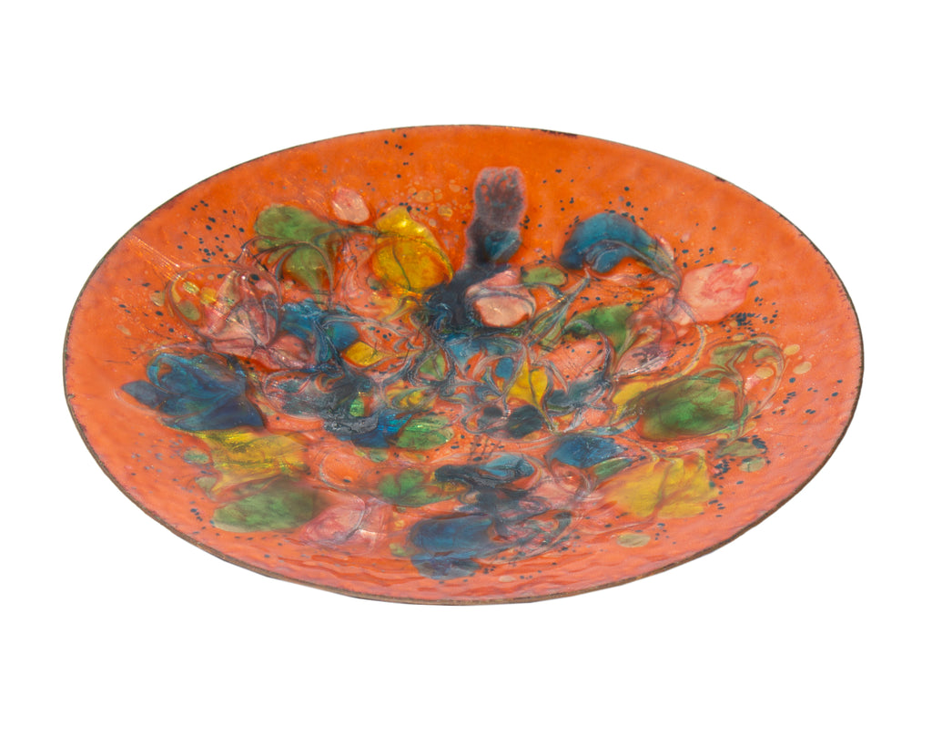 Mid-Century Orange Enamel Plate
