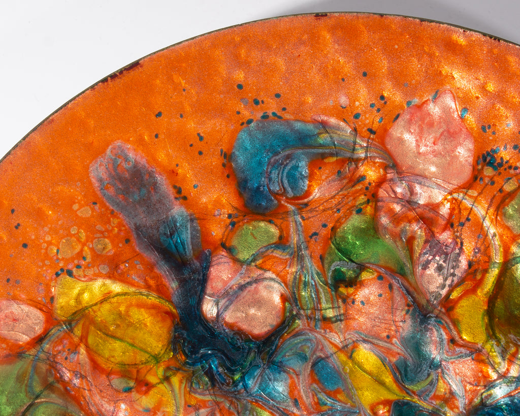 Mid-Century Orange Enamel Plate