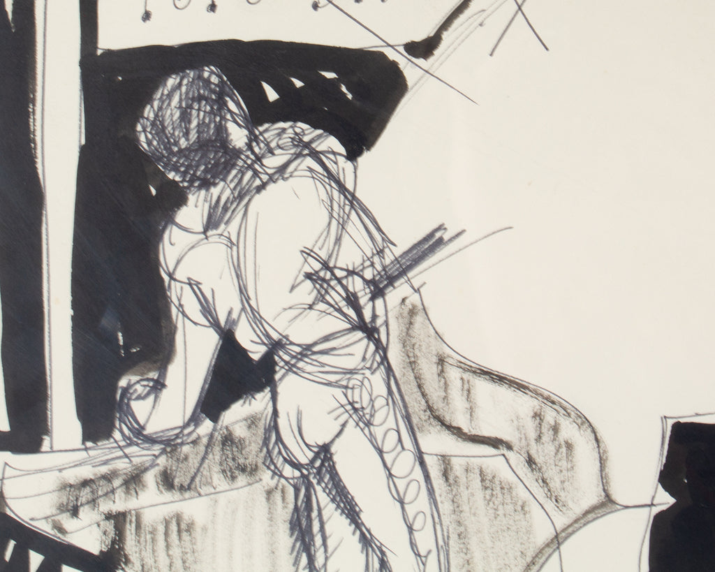 Harry Hilson “Toro Bravo” Bull Fighting Ink Drawing