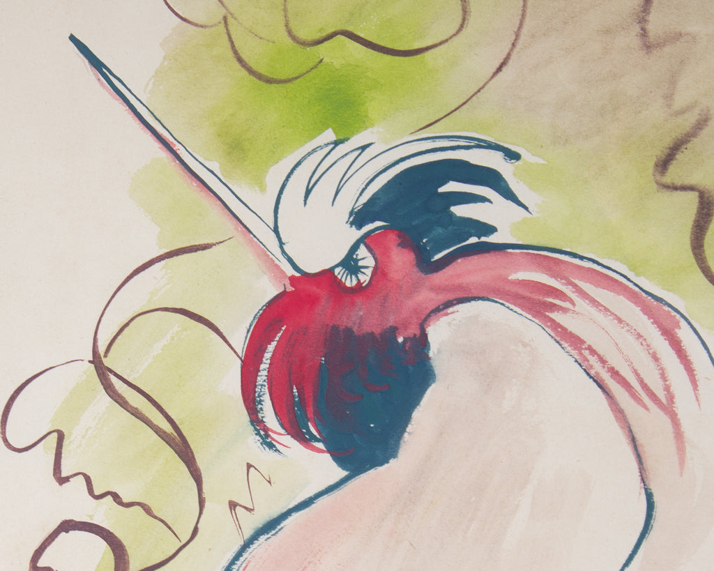 Robert C. Ray Abstract Watercolor Painting of a Rooster