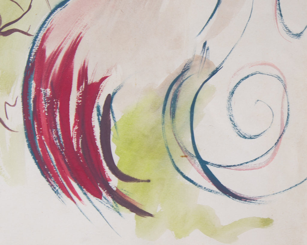 Robert C. Ray Abstract Watercolor Painting of a Rooster