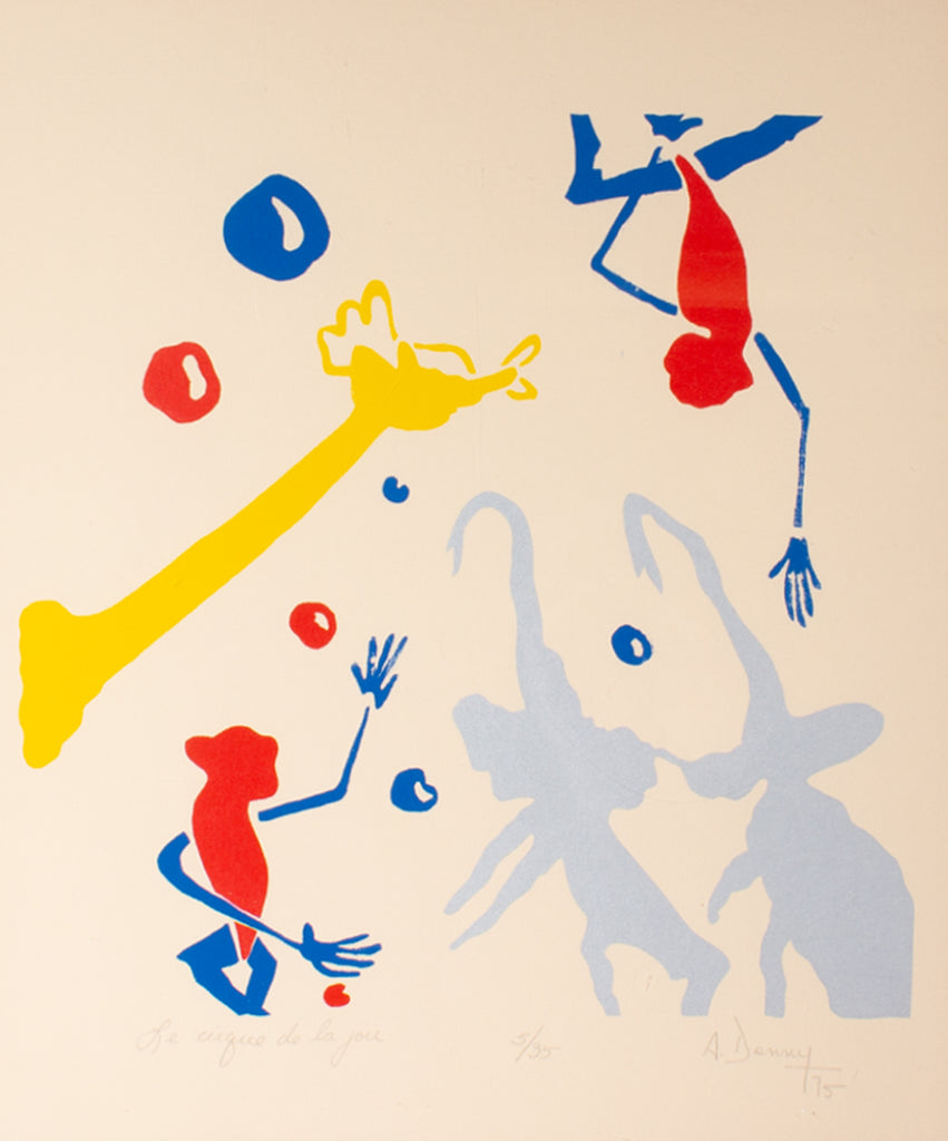 A. Denney 1975 “Le Cirque de la joie” Abstract Serigraph Print