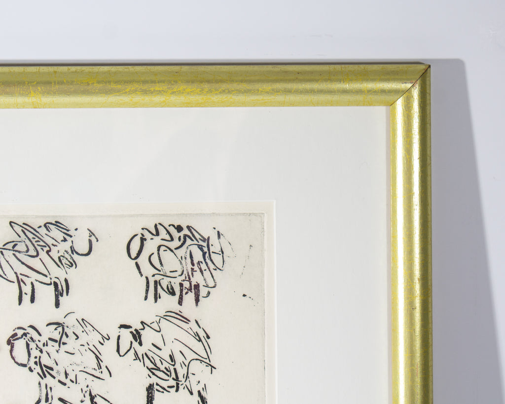 Jennifer Wildman 1973 Abstract Intaglio Print of Sheep