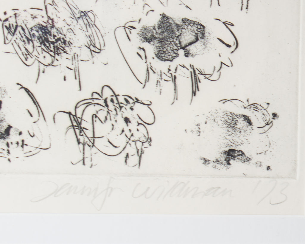 Jennifer Wildman 1973 Abstract Intaglio Print of Sheep