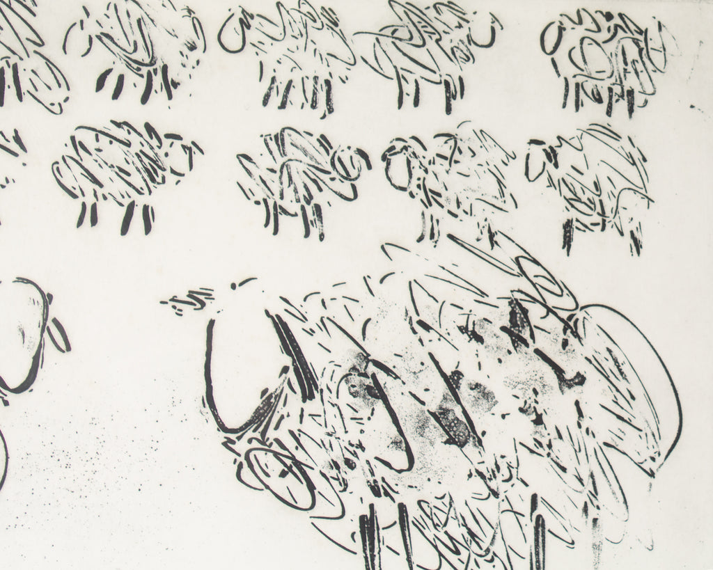 Jennifer Wildman 1973 Abstract Intaglio Print of Sheep
