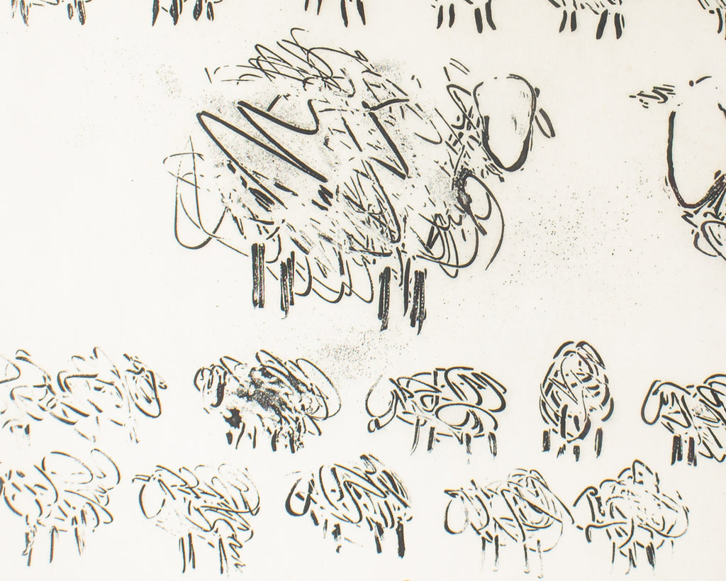 Jennifer Wildman 1973 Abstract Intaglio Print of Sheep