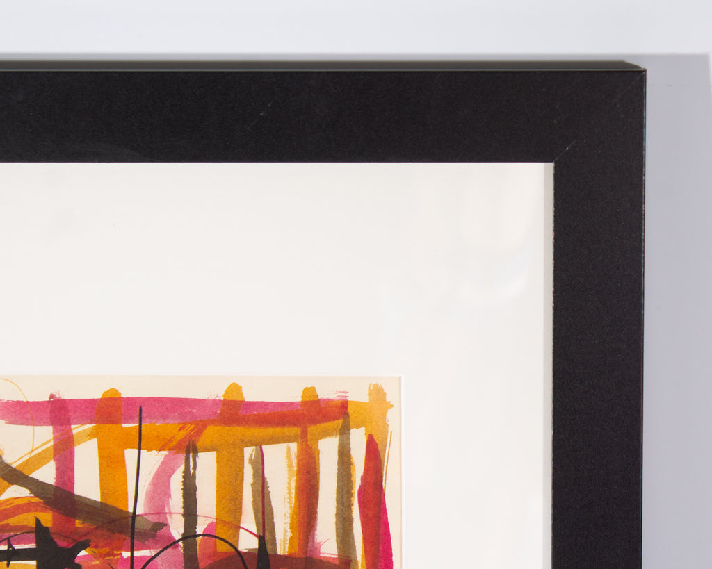 Harry Hilson 1961 Abstract Ink and Watercolor Painting