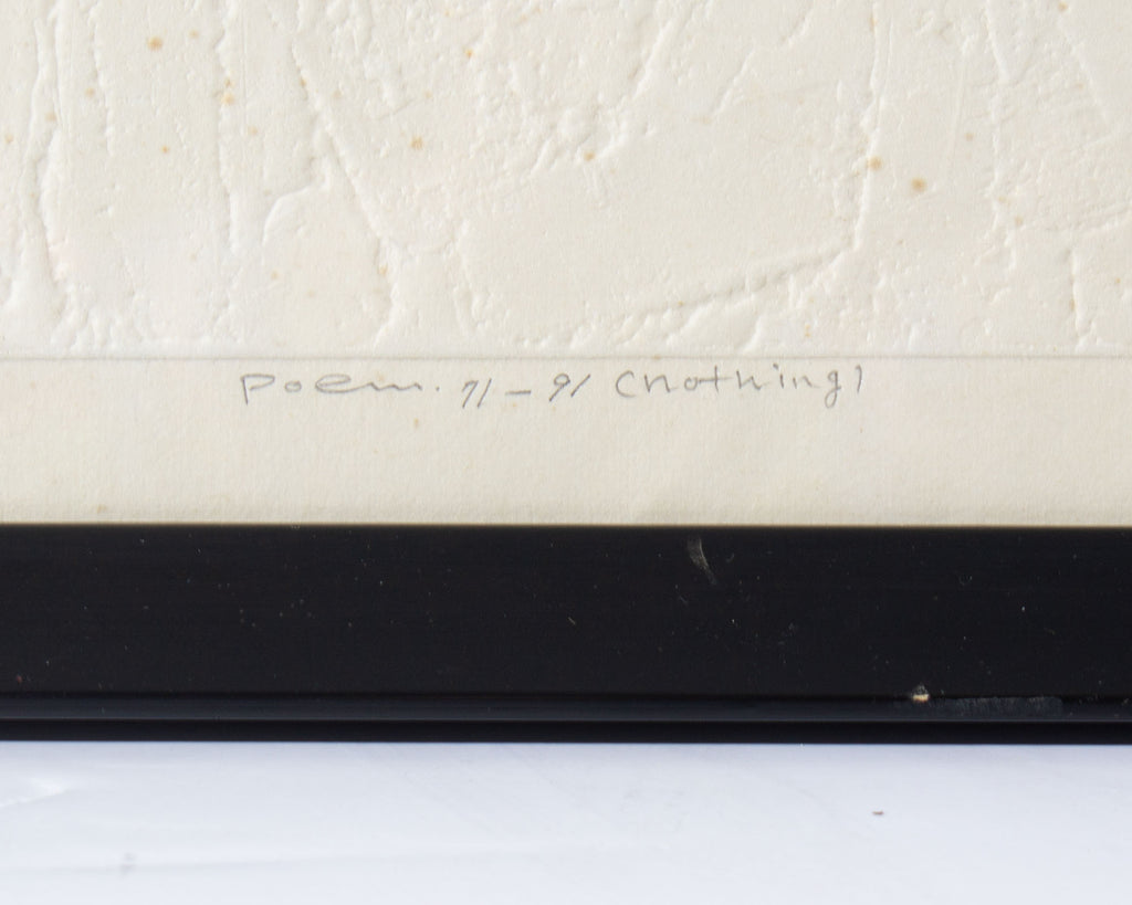 Haku Maki “Poem 71-91 (Nothing)” Embossed Woodblock Print