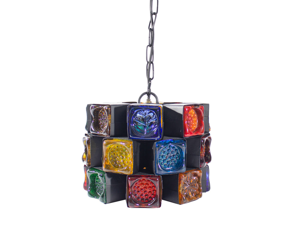 Felipe Delfinger 1970s Feders Mexico Brutalist Glass Pendant Light