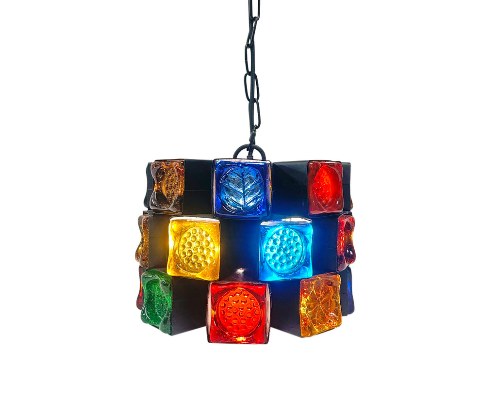 Felipe Delfinger 1970s Feders Mexico Brutalist Glass Pendant Light