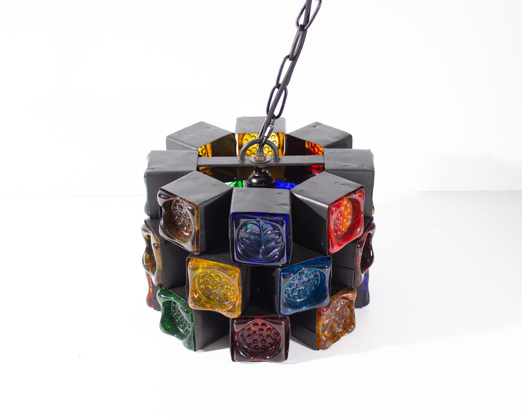 Felipe Delfinger 1970s Feders Mexico Brutalist Glass Pendant Light