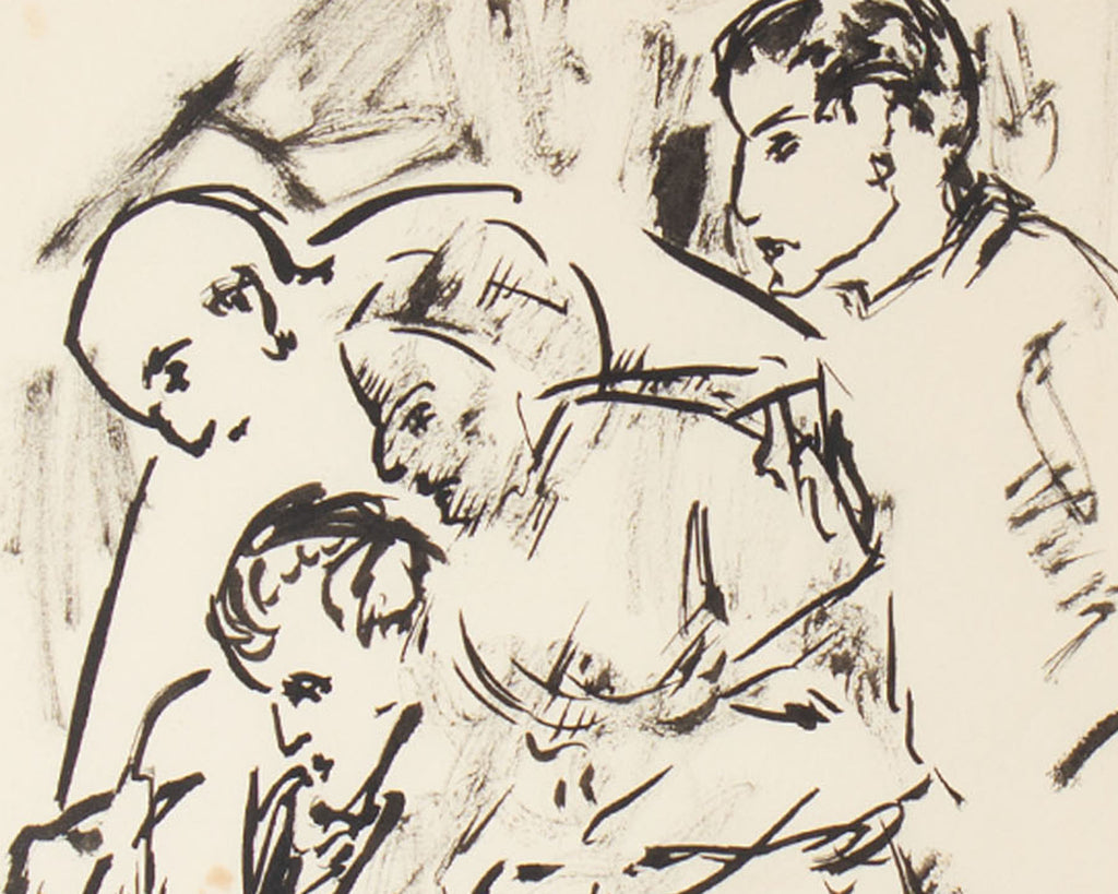 Harry Hilson 1960s Ink Drawing of Figures