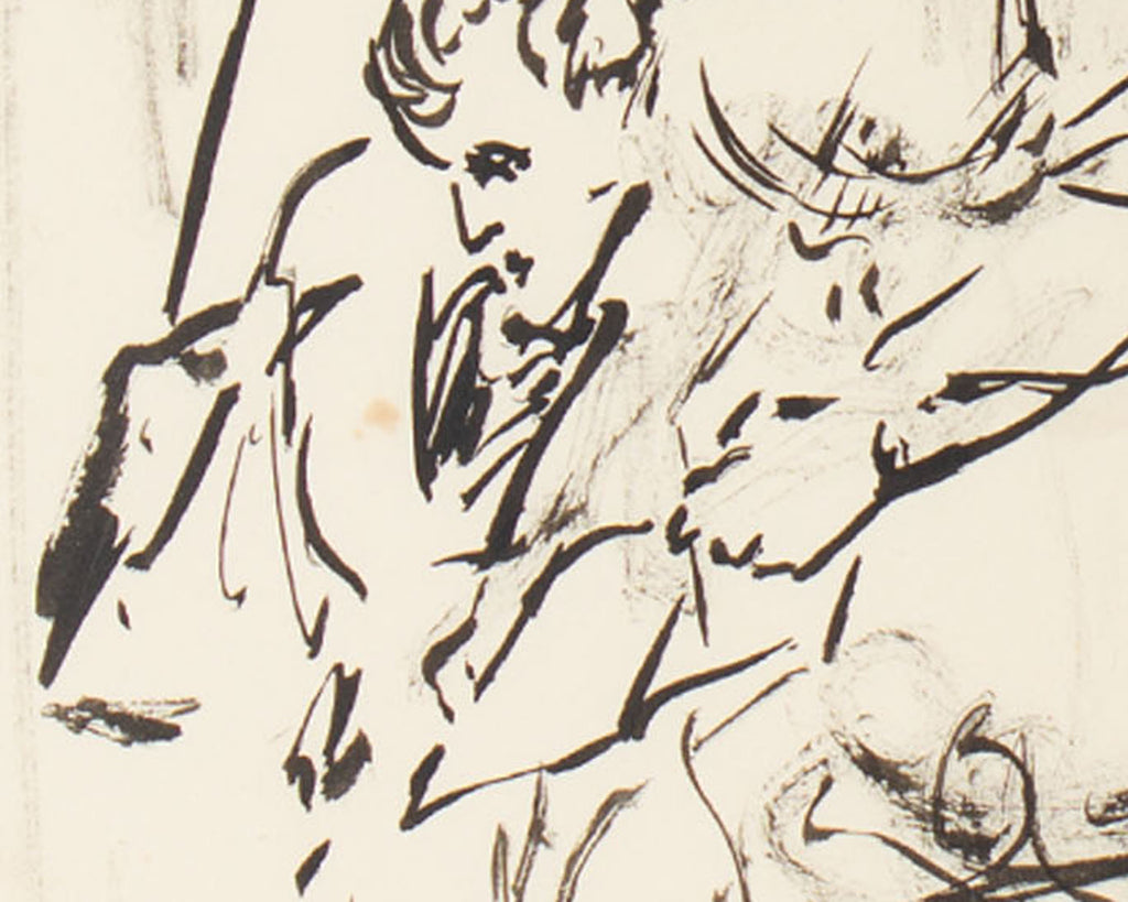 Harry Hilson 1960s Ink Drawing of Figures