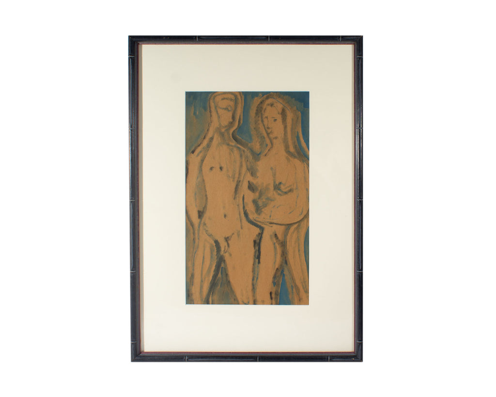 Abstract Watercolor of Nude Figures