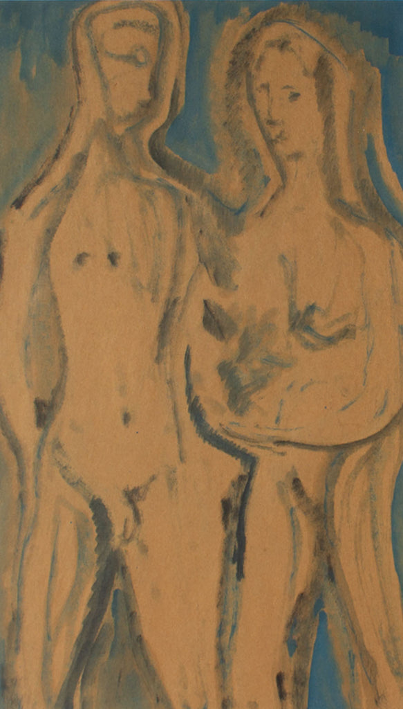 Abstract Watercolor of Nude Figures