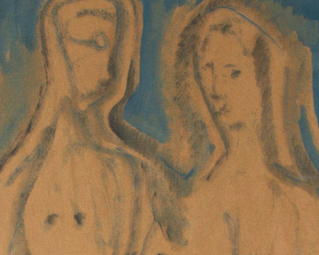 Abstract Watercolor of Nude Figures