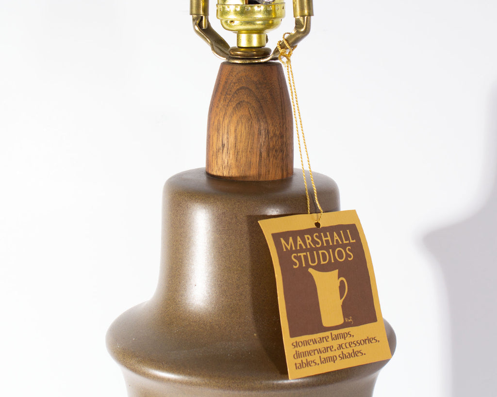 Martz Marshall Studios Ceramic and Walnut Table Lamp