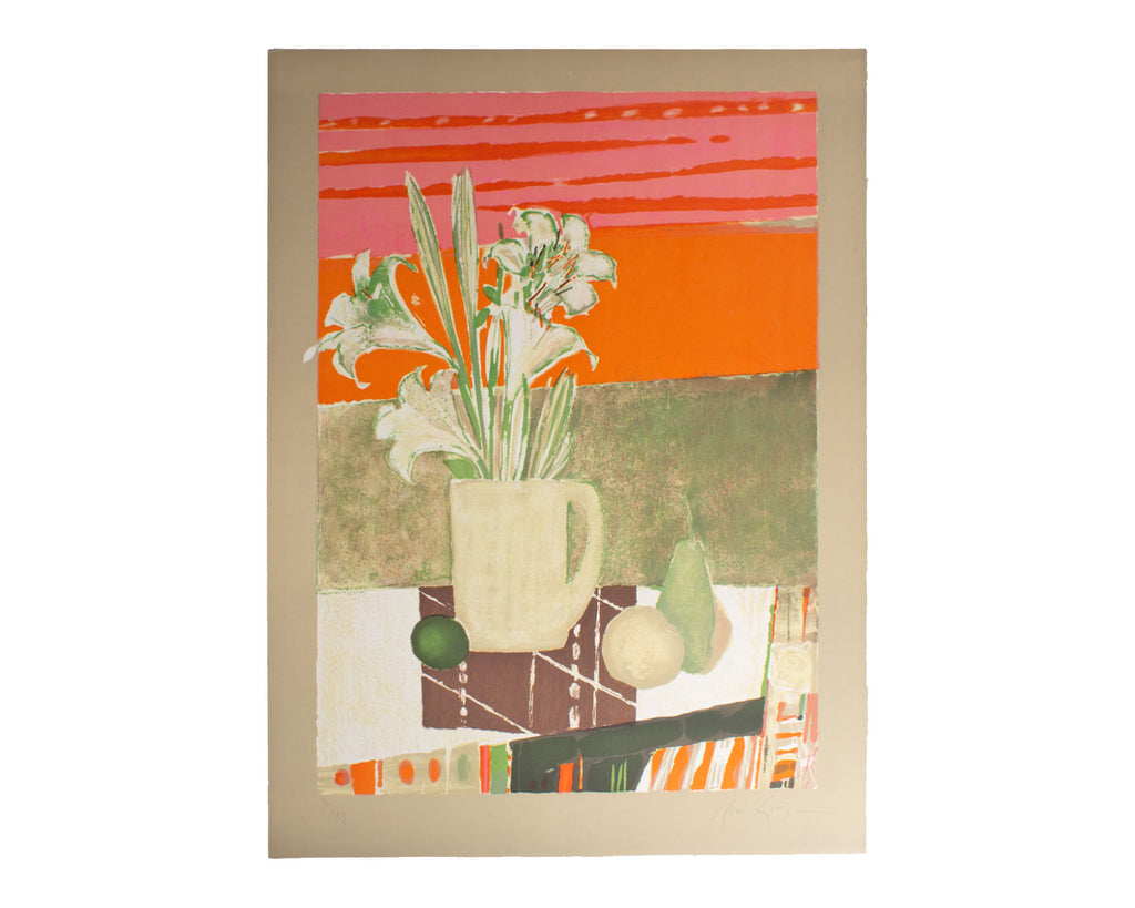 René Genis “Life with Pear and Lilies” Still Life Lithograph