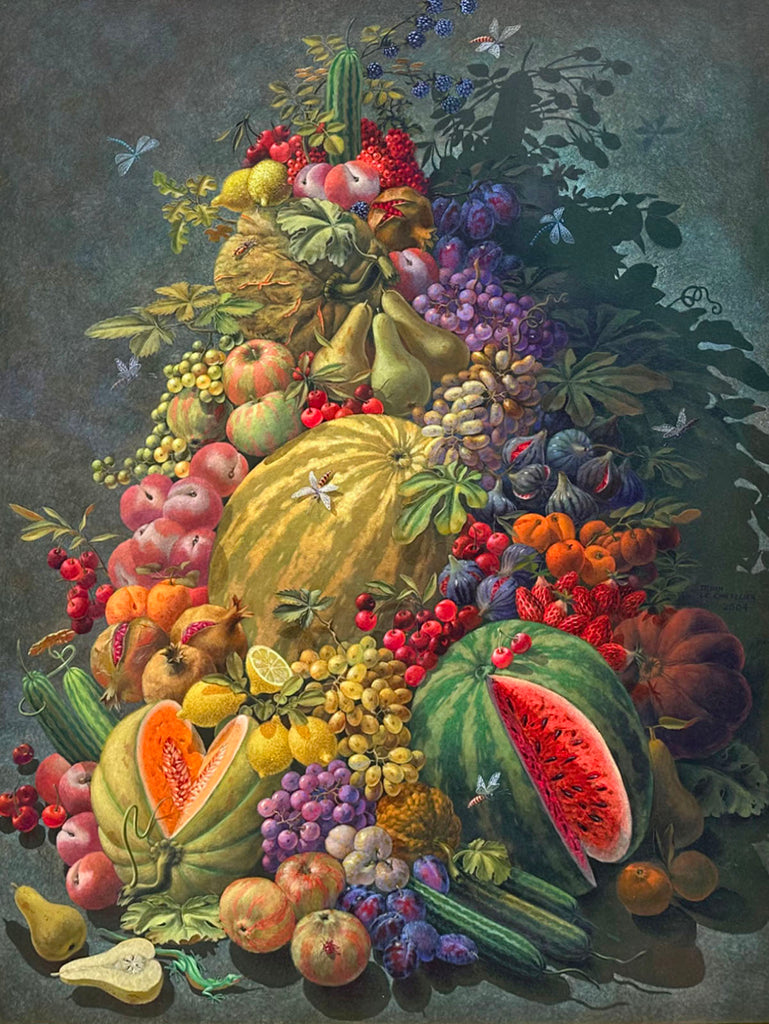 Alain Le Chatelier 2004 Acrylic on Canvas Still Life Painting of Fruit