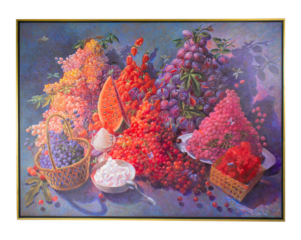 Alain Le Chatelier 2004 Acrylic on Canvas Still Life of Fruit