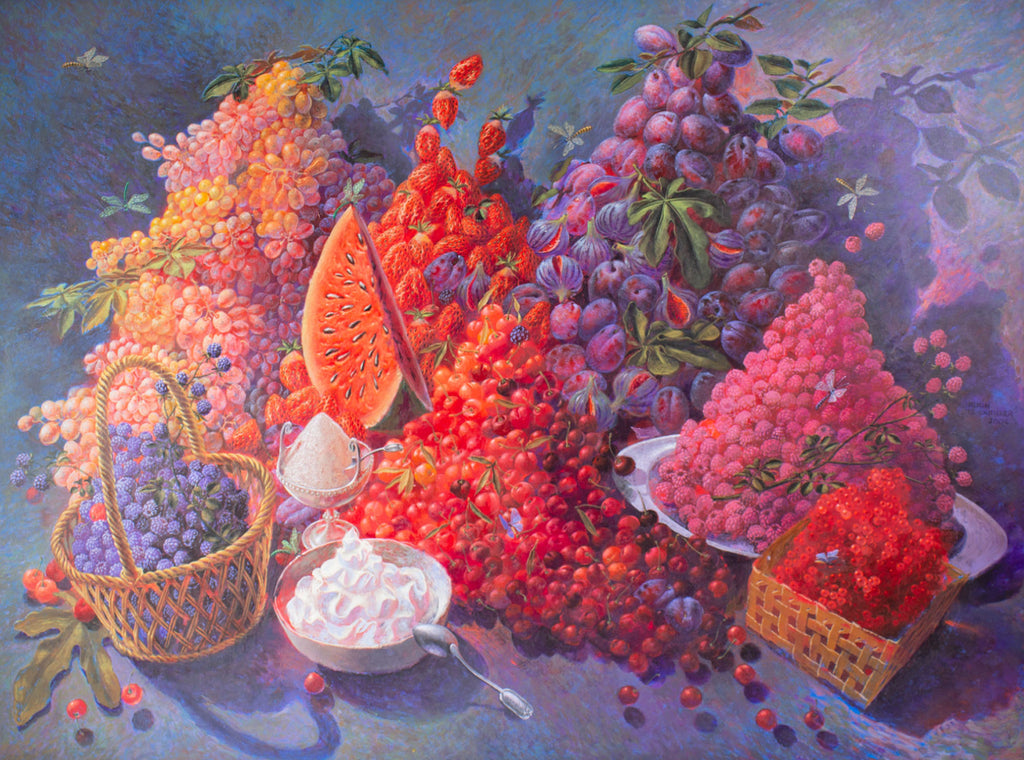 Alain Le Chatelier 2004 Acrylic on Canvas Still Life of Fruit
