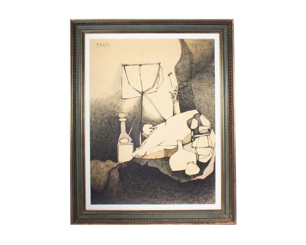 Nicholas Takis Abstract Still Life Ink Drawing