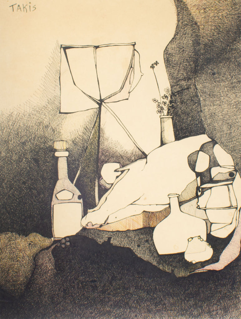 Nicholas Takis Abstract Still Life Ink Drawing