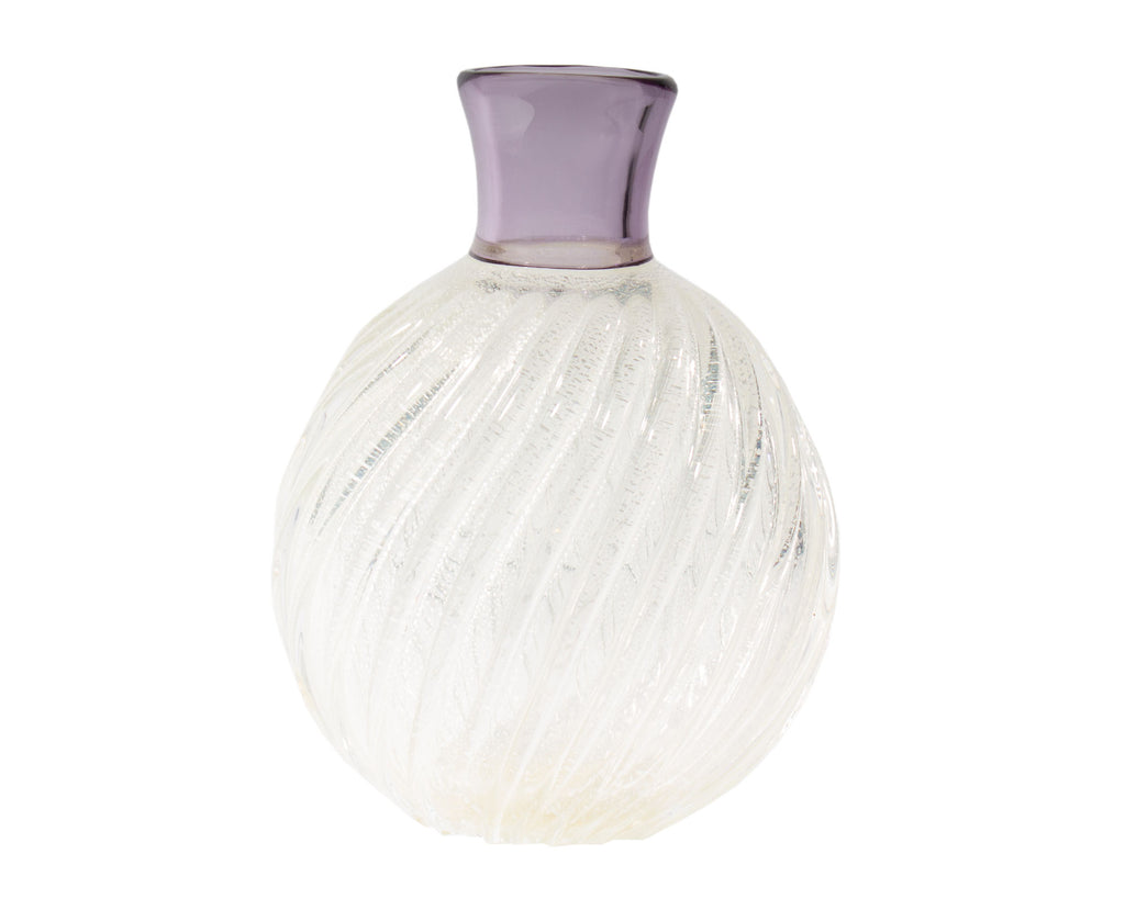 Larry Laslo Mikasa Amethyst and Silver Fleck Glass Vase