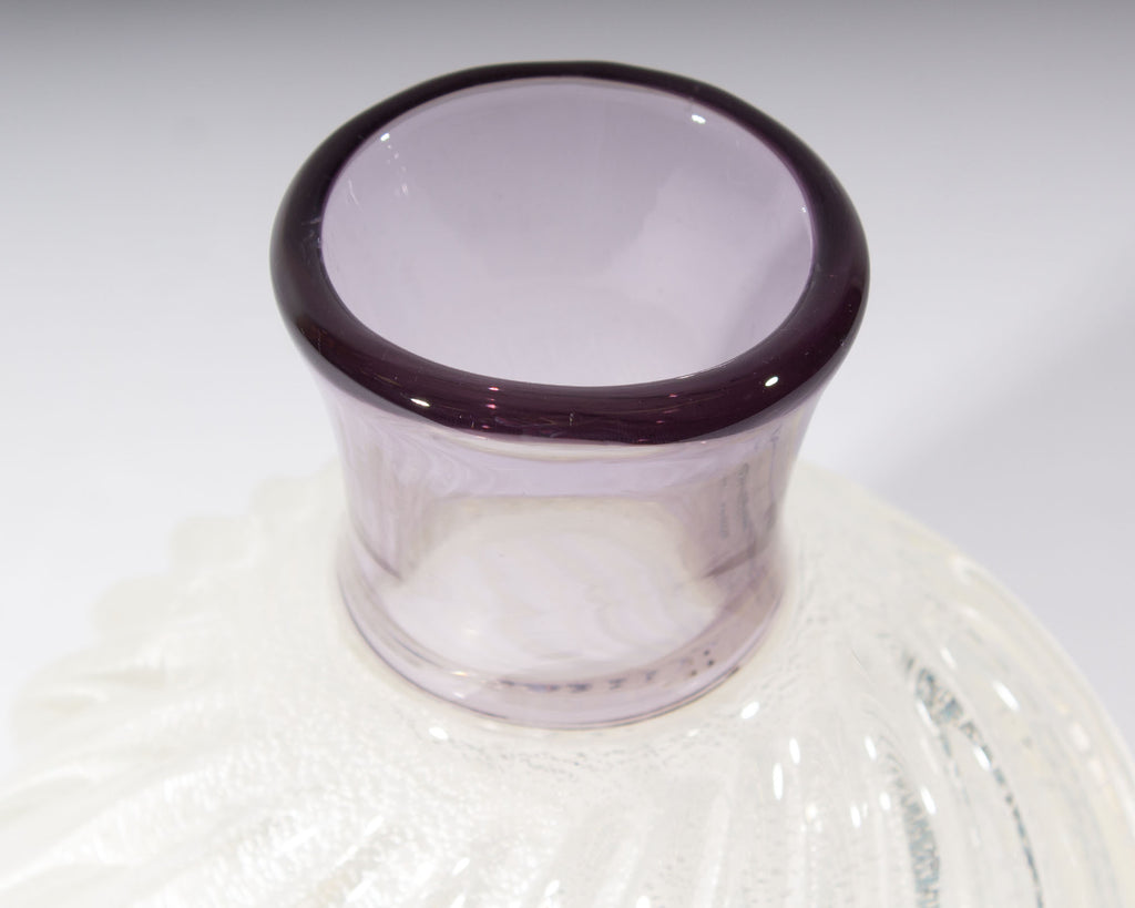 Larry Laslo Mikasa Amethyst and Silver Fleck Glass Vase