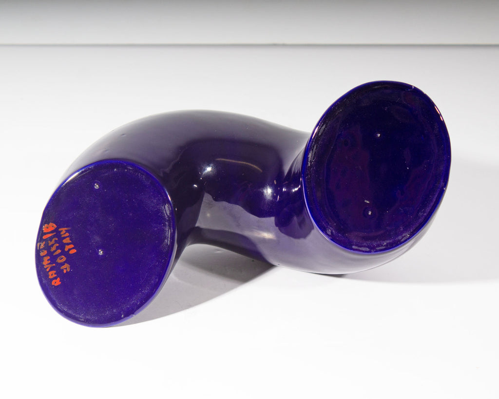 Raymor Italy Blue Ceramic Tube Vase