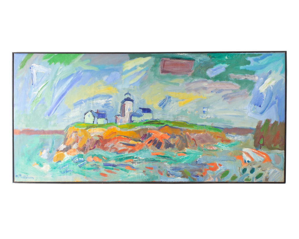 Abbott Pattison Oil on Canvas Painting of a Lighthouse