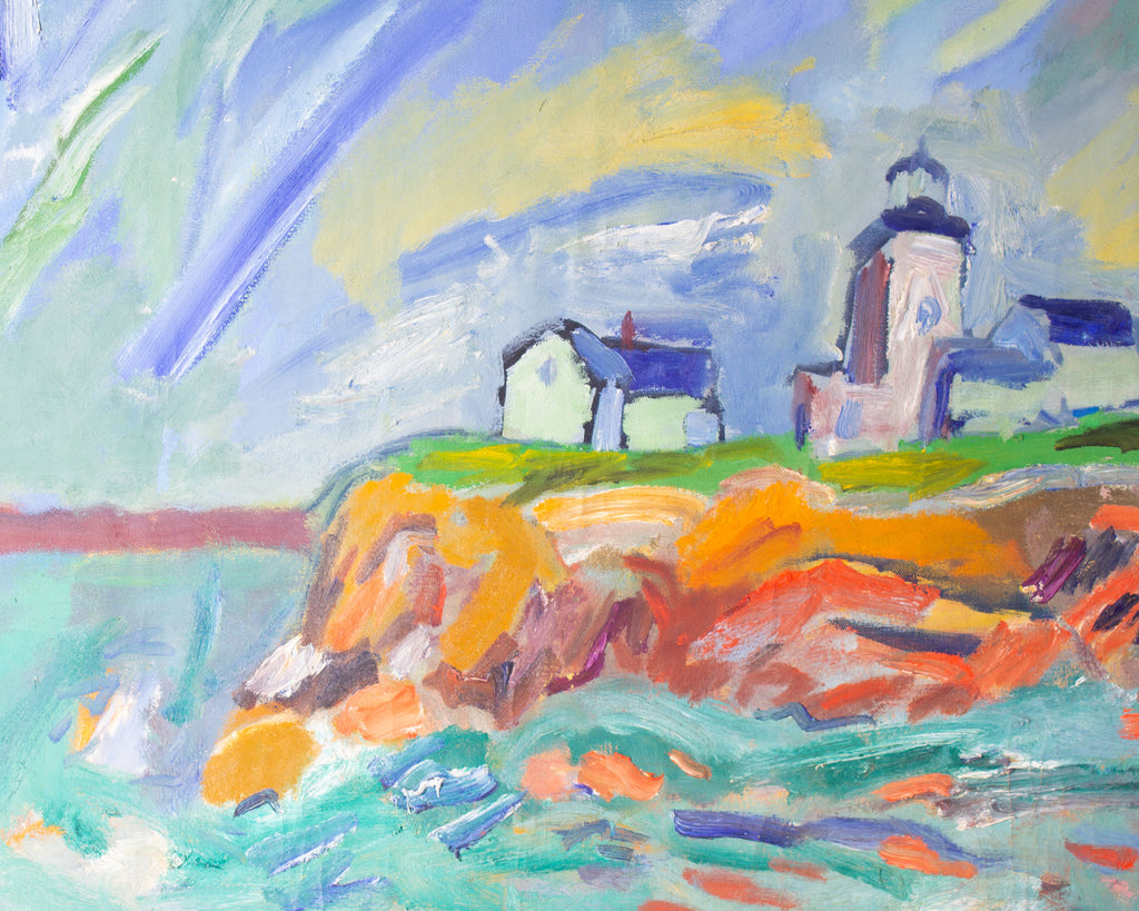 Abbott Pattison Oil on Canvas Painting of a Lighthouse