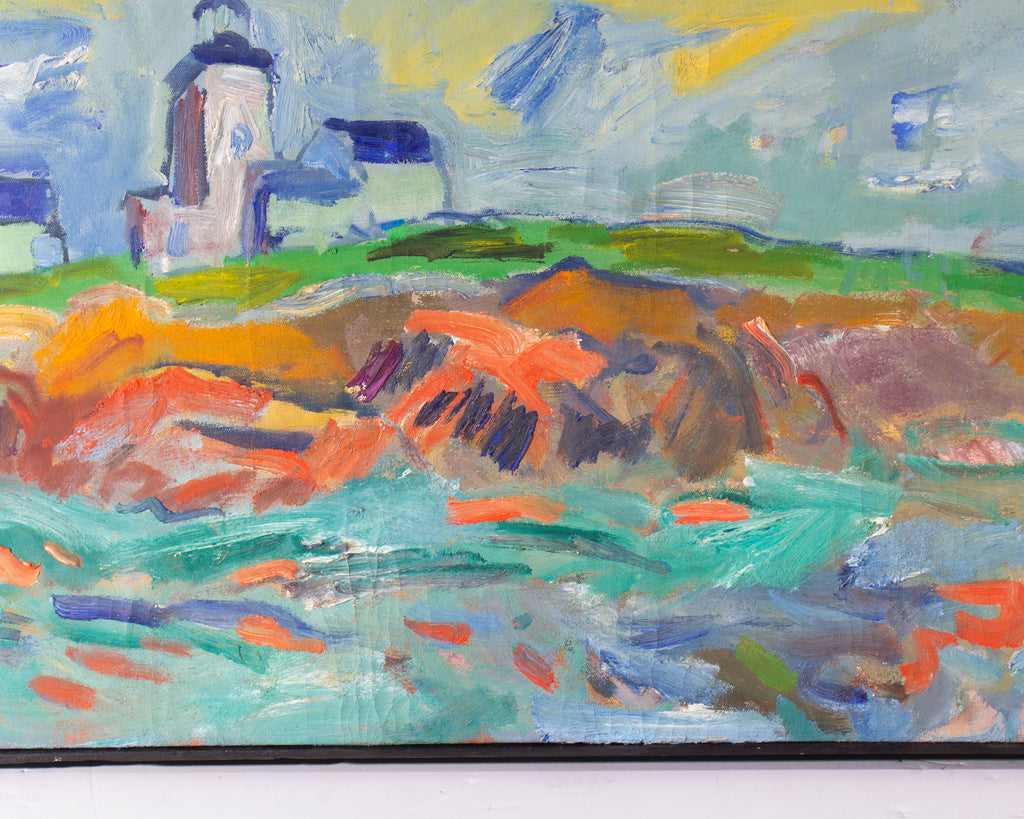 Abbott Pattison Oil on Canvas Painting of a Lighthouse