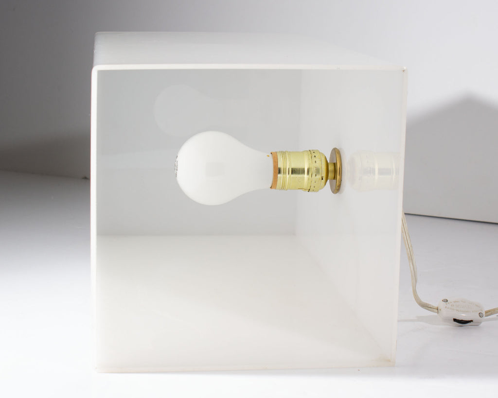 Vintage White Acrylic Box Table Lamp