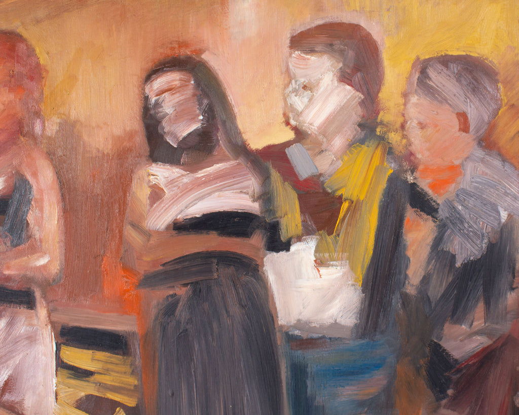 Darrell L. Anderson Oil on Board Painting of Bar