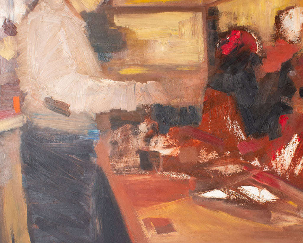 Darrell L. Anderson Oil on Board Painting of Bar