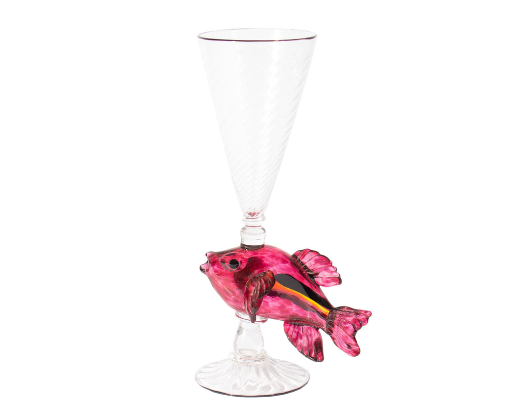 Ann Welch Art Glass Fish Champagne Flute