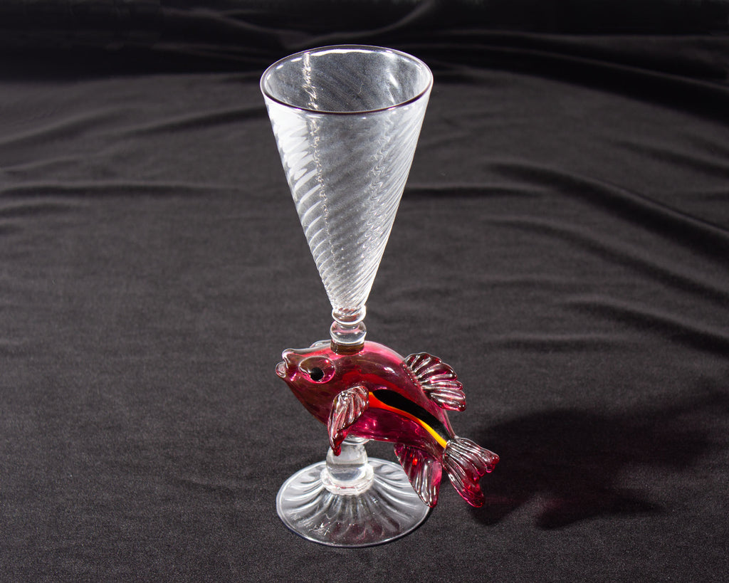 Ann Welch Art Glass Fish Champagne Flute