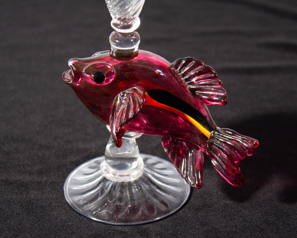 Ann Welch Art Glass Fish Champagne Flute