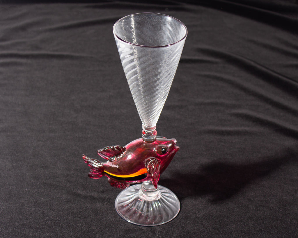 Ann Welch Art Glass Fish Champagne Flute