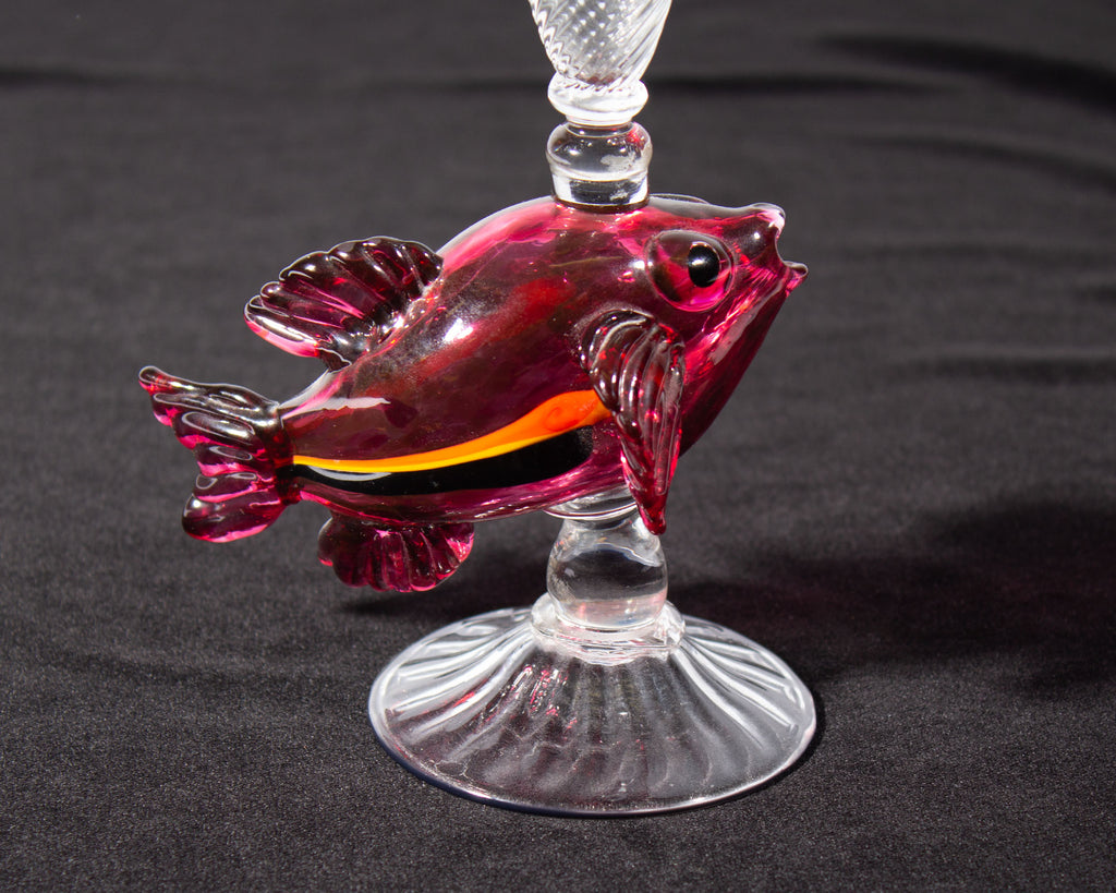 Ann Welch Art Glass Fish Champagne Flute