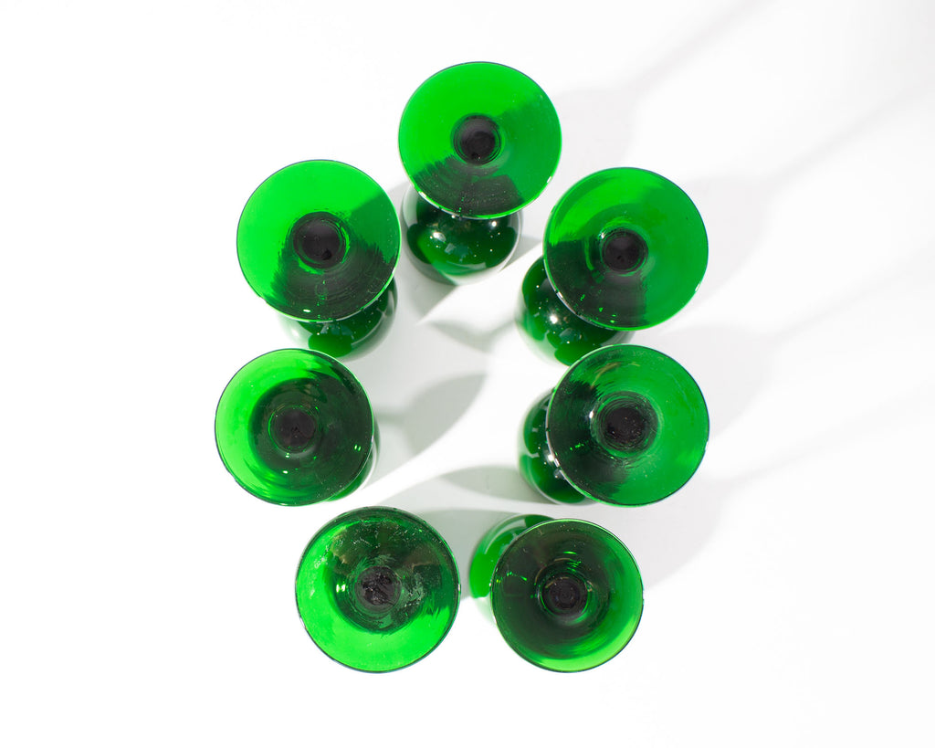 Carlo Moretti Cased Green 6.75” Glasses, Set of Seven