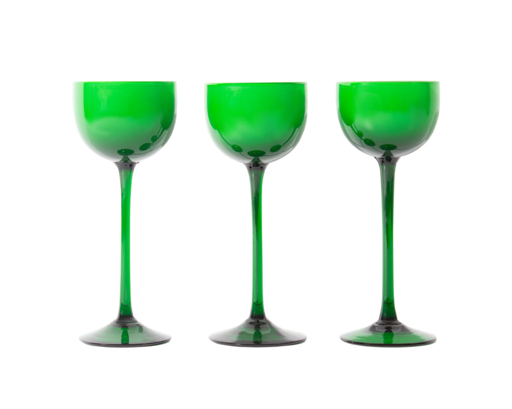 Carlo Moretti Cased Green 6.5” Glasses, Set of Three