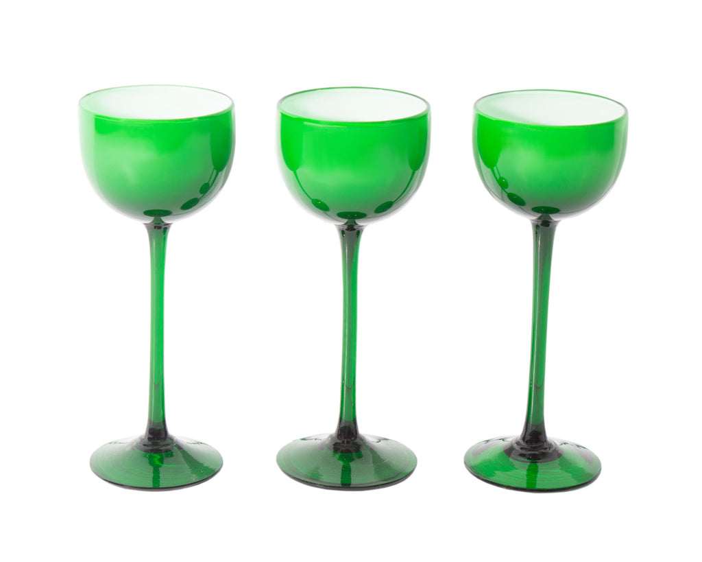 Carlo Moretti Cased Green 6.5” Glasses, Set of Three